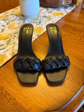 Mix No. 6 Black Braided Slide Mules